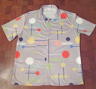 Retro Mid-Century Googie Design Button-front Shirt Size MEDIUM • $24.95