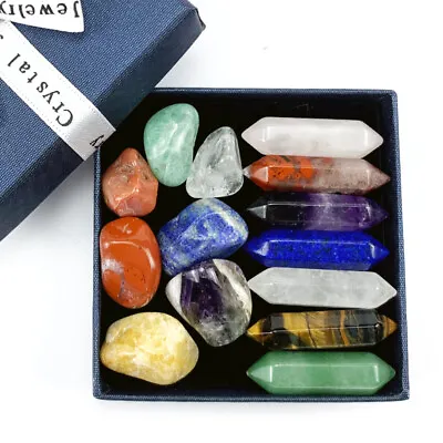 £8.49 • Buy 14x Natural Obelisk Quartz Crystal Reiki Mineral Specimen Healing Stone Gift Box