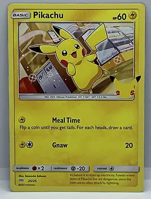 $121 • Buy Pokemon Pikachu Basic Card #25 Mcdonald's 25th Anniversary 2021 Pack Fresh