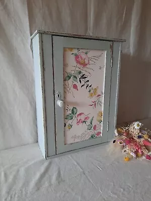 Antique Oak Vintage Shabby Chic Bathroom Wall Cabinet Shelves Boho French Floral • £115