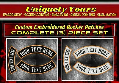 Custom Embroidered 3 Piece 13  Mc Rocker Patch Set Biker Nomad Outlaw Motorcycle • $34.95