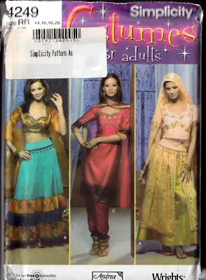 Simplicity Sewing Pattern 4249 Belly Dance Costumes 14-20 Harem Dancing Asian • £14.99