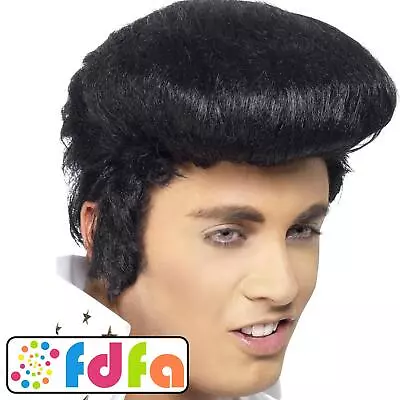 Smiffys Official Elvis Deluxe Wig Adults Mens Fancy Dress Costume • £20.59
