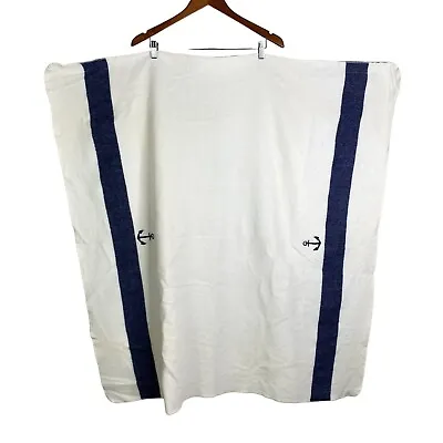 Faribault Woolen Mills Anchor Baby Blanket Cream And Navy Nautical Coastal • $70