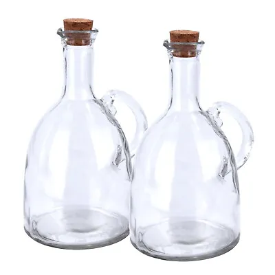 £11.99 • Buy Olive Oil Bottle Pourer Glass Vinegar Drizzler Dispenser With Cork Lid 500ml 2pc
