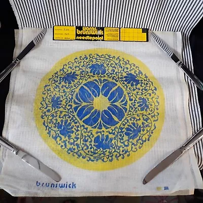 Nwt Unused Vtg Brunswick 20  Needlepoint Stitchery Blue Yellow Canvas - 2 Avail • $40.95