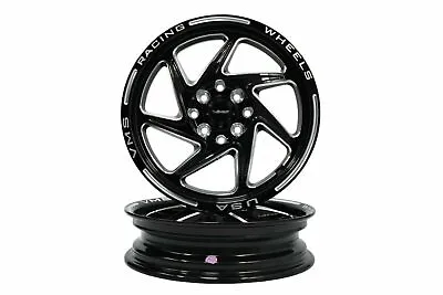 VMS Typhoon Black Milled Polished Drag Racing Rim Wheel 15X3.5 4X100/4X114 X2 • $374.99