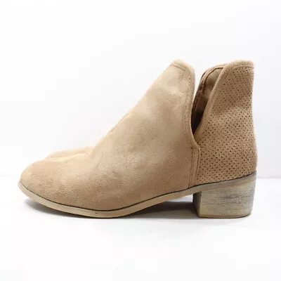 Seven7 Soho Tan Vegan Leather 2  Block Heel Ankle Booties - 10 • $25