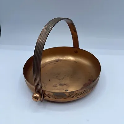 Vintage ￼CHASE ART Deco Copper Finish Bowl Dish W/Handle MCM Candy Dish • $12.99