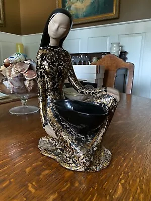 1940's Hedi Schoop Hollywood CA Figurine Bud Vase Dish Gold Black Girl Signed • $44