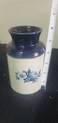 Vintage McCoy Pottery 253 Fruit Festival Utensil Holder Canister Vase Rare BLUE • $14.70