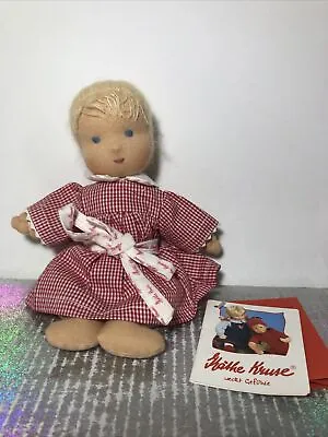 £73.02 • Buy Kathe Kruse Waldorf Minibaby Nini Blonde Hair Blue Eyes Red Checkered Dress Doll