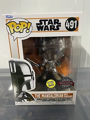 Star Wars Chrome Mandalorian Darksaber Funko Pop! Vinyl #491 Special Edition • $70