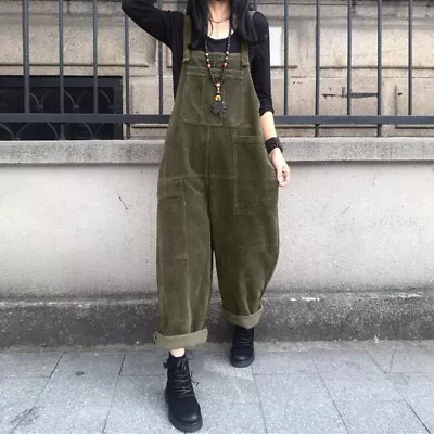 $36.05 • Buy ZANZEA Womens Dungarees Corduroy Jumpsuit Autumn Wide Leg Long Pants Overalls AU