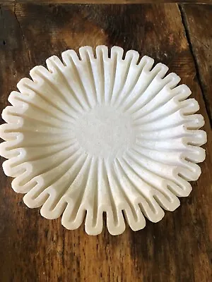 Marble Stone Fluted Ruffle Stone Bowl Tray Candle Holder • $75