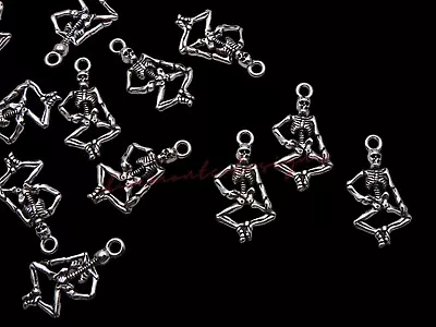 £2.95 • Buy 15 Pcs - 23mm Tibetan Silver Skeleton Halloween Charms Spooky Gothic Ghost J227