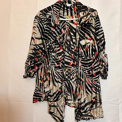 Vintage Blouse Womens Shirt Top Size 18 Multicoloured 100% Cotton Leaf Print 80s • $15.79