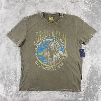 Lucky Brand Janis Joplin T Shirt Mens XL Green Cotton Short Sleeve Graphic Print • $24.88