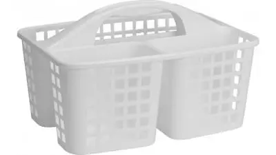 £6.29 • Buy Utility Storage Caddy Housekeeping Box Basket 3 Compartment Handy White Plastic