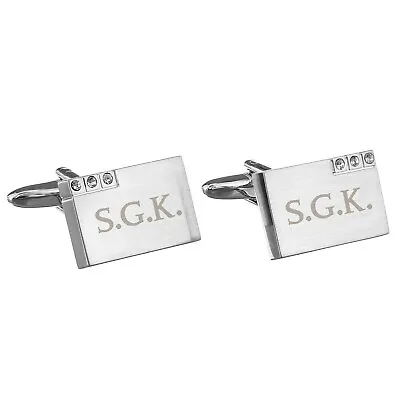 £12.99 • Buy Personalised Initials Diamante Cufflinks - Ideal Fathers Day Gift
