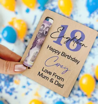 Personalised 18th Birthday Gift Money Holder Boys Son Teenager Any Age Keepsake • £5.95