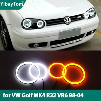 Cotton Halo Rings DRL LED Angel Eyes For Golf MK4 R32 VR6 CABRIO A4 1998-2004 • $35.99