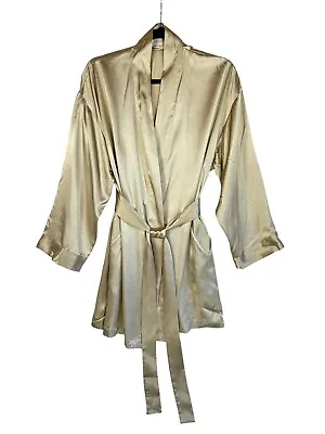 Victoria’s Secret Nude Polyester Robe Bathrobe Belt Attached Lingerie One Size • $14.99