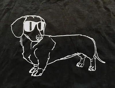Cool Dachshund With Sunglasses T-Shirt Black Size XL • $22.42