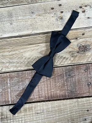 Black Bowtie Satin Neck Tie 5x6 One Size Metal Clip Costume Dress Up Accessory • $8