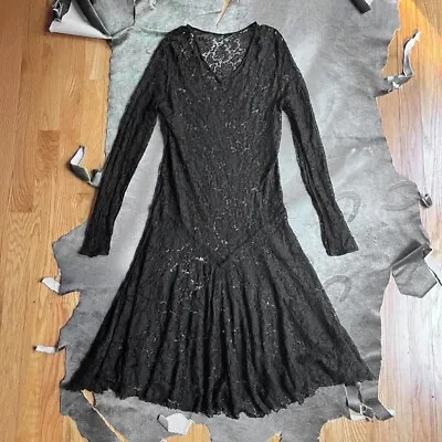 20s Black Lace Goth Victorian Mourning Dress Size XS • $149.99