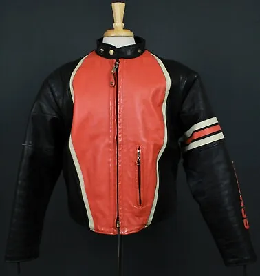 $499.99 • Buy Schott Perfecto Vintage Cafe Racer Motorcycle Leather Jacket 46 Orange/Black