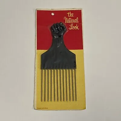 Vintage NOS Black Power Fist Metal Tooth Afro Hair Pick “The Natural Look” USA • $39.99