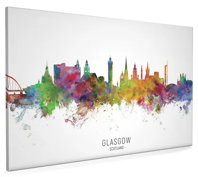£47.99 • Buy Glasgow Skyline, Poster, Canvas Or Framed Print, Watercolour Painting 6537
