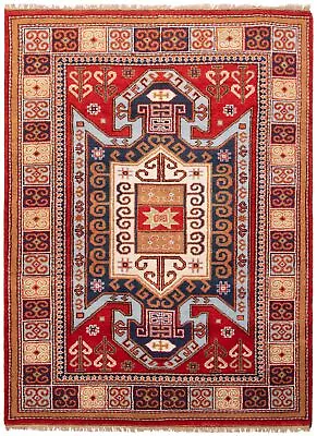 Hand-knotted  5'9  X 7'1  Royal Kazak Bordered Geometric Traditional Wool Rug • $373.40