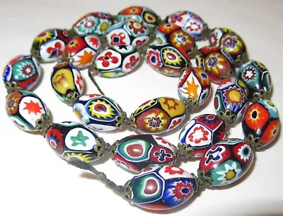 Vintage Lot 25 Millefiori Murano Mosaic Glass Beads For Necklace No Clasp  • $33.12