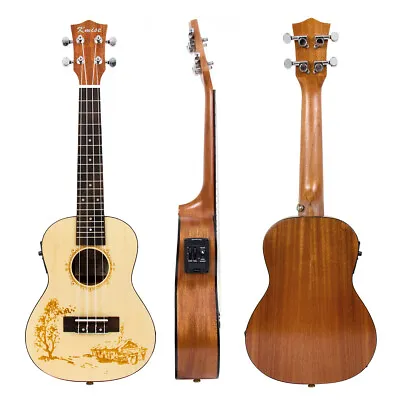 $66.99 • Buy Kmise Electric Acoustic Concert Ukulele Hawaii Guitar Laminated Spruce 23 Inch