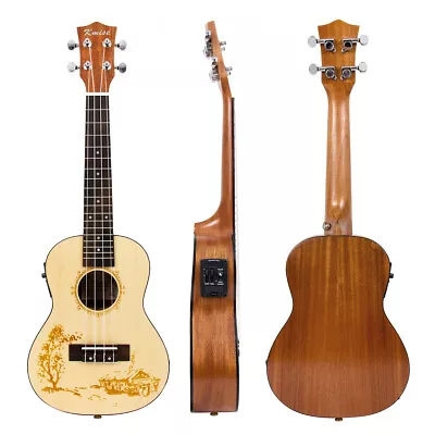 $49 • Buy Kmise Spruce Electro-Acoustic Concert Ukulele Hawaii Guitar 24 Inch