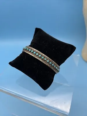 Vintage Zuni M. D. BESSELENTE Sterling Silver Turquoise Cuff Bracelet • $197