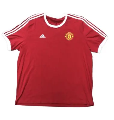 NWT- Adidas 3- Stripe Manchester United Red Men’s T-Shirt SIZES L & XXL • $29.99