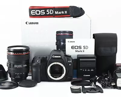 [Mint+ S/C 7365] CANON EOS 5D Mark II 2 21.1MP Camera W/24-105mm EX430 Ii Box • £683.61