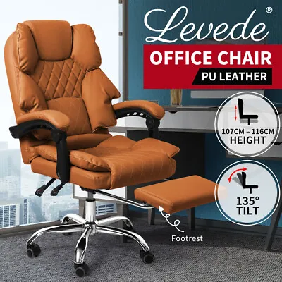 Levede Gaming Chair Office Computer Seat Racing PU Leather Executive Footrest • $189.99