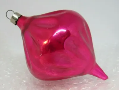 Vintage Coby? Bright Candy Pink Ribbed Icicle Glass Christmas Ornament Jumbo 4.5 • $22.85