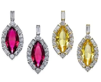 Nadri Framed Crystal Drop Earrings Red/Silvertone Or Yellow/Goldtone NIB $65 • $32.99