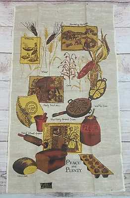 Vintage Kay Dee 100% Linen Tea Towel Panel Wheat Corn Oats Handprinted 17  X 29  • $19.99