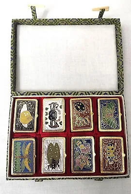 RARE!! Cloisonne Insect Art Brass Pill Boxes (VTG) 8 Pc Set In Original Case • $600