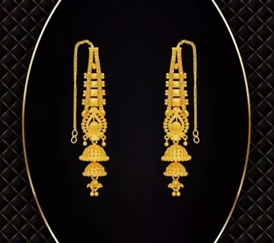 Indian Bollywood 22k Gold Plated Ethnic Bridal Jhumka Earrings Fashion Jewelry • £16.81