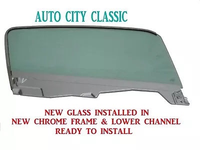 Door Glass 1965 1966 Mustang Fastback Green Tint Right Side In Chrome Frame • $299