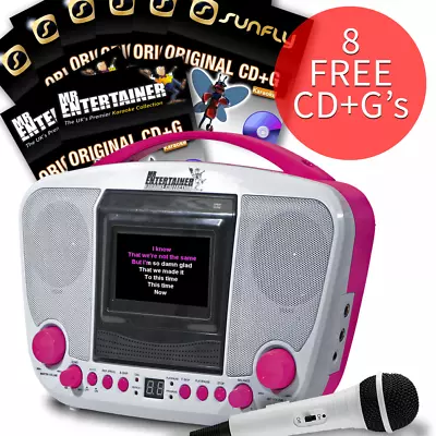 Karaoke Machine With Intergral 3.5 Inch Screen With 8 FREE CD+G Discs And Mic • £49.95