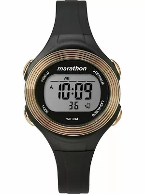 Timex TW5M32800 Women's Marathon Black Resin Watch Indiglo Chronograph • $12.50