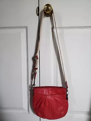 Vintage Coach Leather Crossbody Purse Bag Red Authentic • $19.99